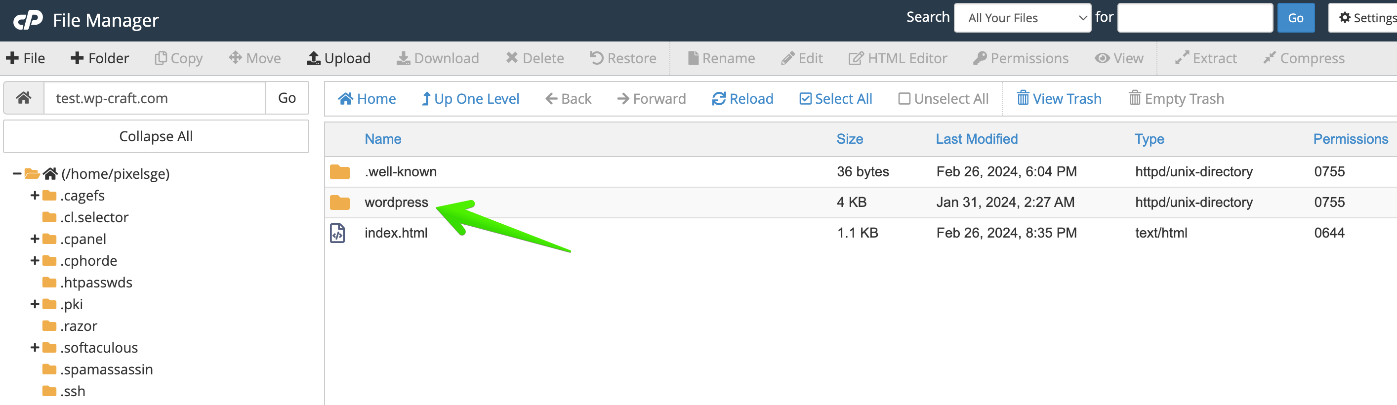 move the content of the folder in File Manager