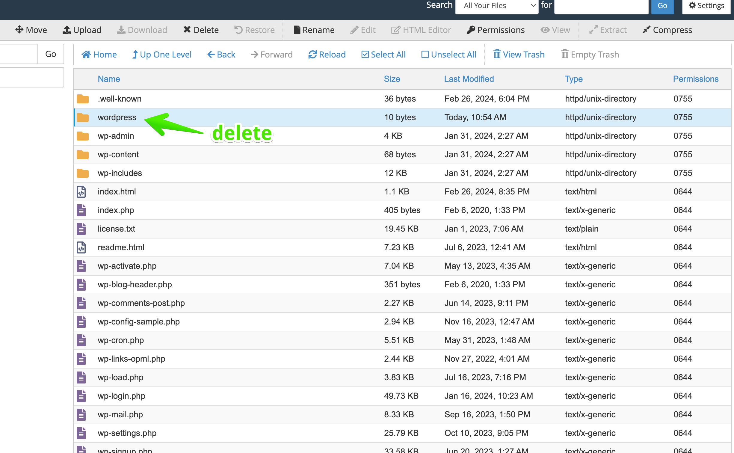 wordpress folder